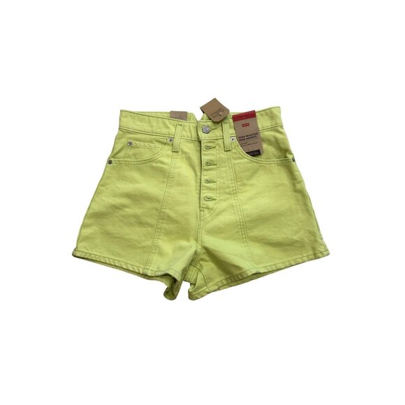 LEVIS High Waisted Lime Denim Mom Shorts Size 27 NEW - Picture 3 of 11